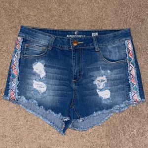 Almost Famous aztec jean shorts.